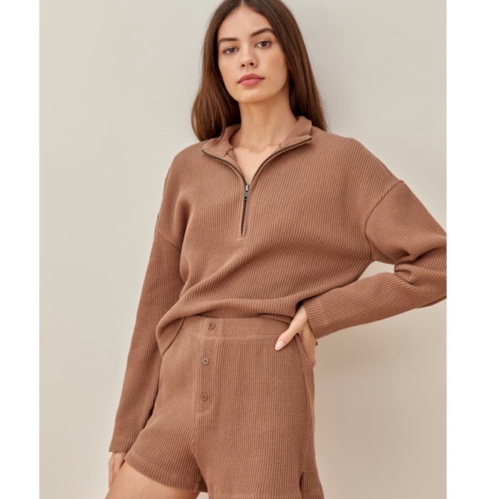 Reformation Waffle Half Zip & Dixon Short Set - Picture 2 of 10